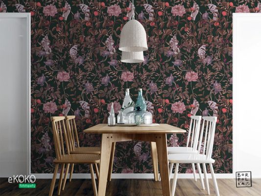 wzór piękne kwiaty liście owoce cytrusów - fototapeta